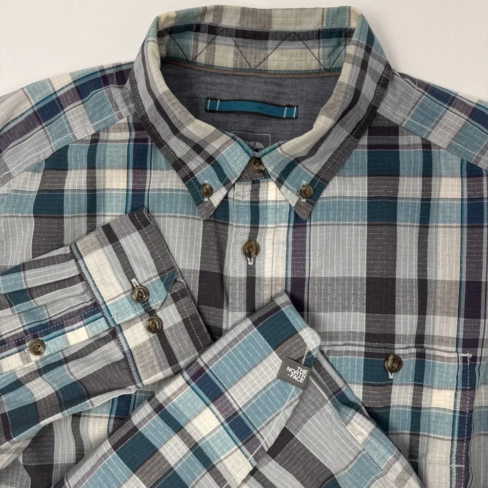 The North Face Shirt Size Plaid‎ Outdoor Hiking Long Sleeve Men's Medium